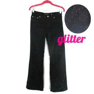 silver glitter black buffalo jeans size 27 disco